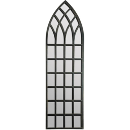 MirrorOutlet Somerley Rustic Arched Garden Mirror 160 x 47.5cm - Size: 160 x 47.5 x 3cm - Black - Wilko - thumbnail 1