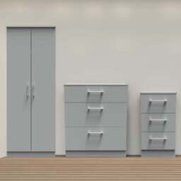 Crowndale Devon 3 Piece Dusk Grey Bedroom Furniture Set - Wilko