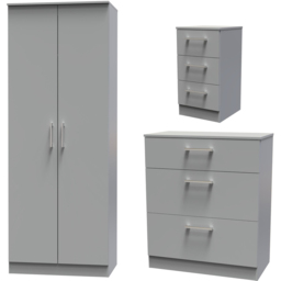 Crowndale Devon 3 Piece Dusk Grey Bedroom Furniture Set - Wilko - thumbnail 3