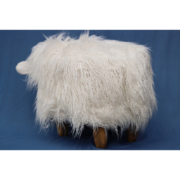 Gardeco Shaggy The Sheep Long Shaggy Synthetic Fur Footstool - Size: 36 x 63 x 35cm - White - Wilko - thumbnail 4