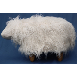 Gardeco Shaggy The Sheep Long Shaggy Synthetic Fur Footstool - Size: 36 x 63 x 35cm - White - Wilko - thumbnail 6