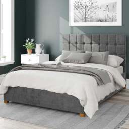 Aspire Sinatra Double Charcoal Firenze Velour Ottoman Bed - Grey - Aspire Beds - Wilko