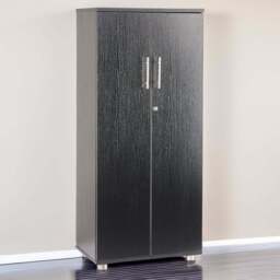 MMT Furniture Designs 2 Door Black Lockable Tall Filing Cabinet - Size: 125 x 55 x 35cm - Wilko - thumbnail 1