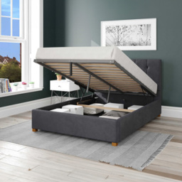 Aspire Hepburn Double Steel Plush Velvet Ottoman Bed - Silver - Aspire Beds - Wilko - thumbnail 3