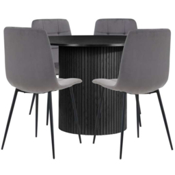 Birlea Axel 4 Seater Round Fluted Dining Set Black - SleepSoul - Wilko - thumbnail 3