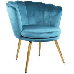 Flora Petal Back Accent Tub Chair Velvet Upholstery - Teal - Size: Single - Blue - Genesis - Wilko - thumbnail 3