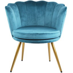Flora Petal Back Accent Tub Chair Velvet Upholstery - Teal - Size: Single - Blue - Genesis - Wilko - thumbnail 4