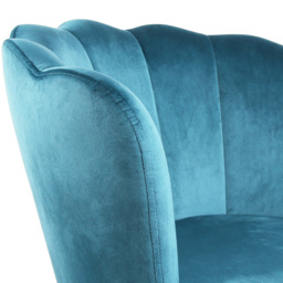 Flora Petal Back Accent Tub Chair Velvet Upholstery - Teal - Size: Single - Blue - Genesis - Wilko - thumbnail 7