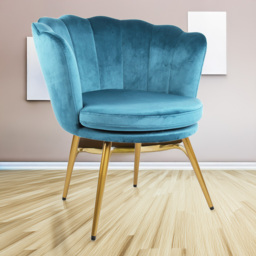 Flora Petal Back Accent Tub Chair Velvet Upholstery - Teal - Size: Single - Blue - Genesis - Wilko - thumbnail 1