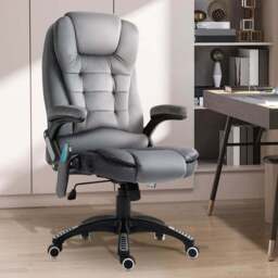 Portland Grey Velvet Massage Swivel Recliner Office Chair - Size: 67 x 74 x 116cm - Wilko - thumbnail 1
