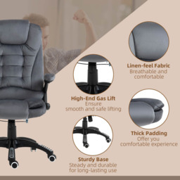 Portland Grey Velvet Massage Swivel Recliner Office Chair - Size: 67 x 74 x 116cm - Wilko - thumbnail 7