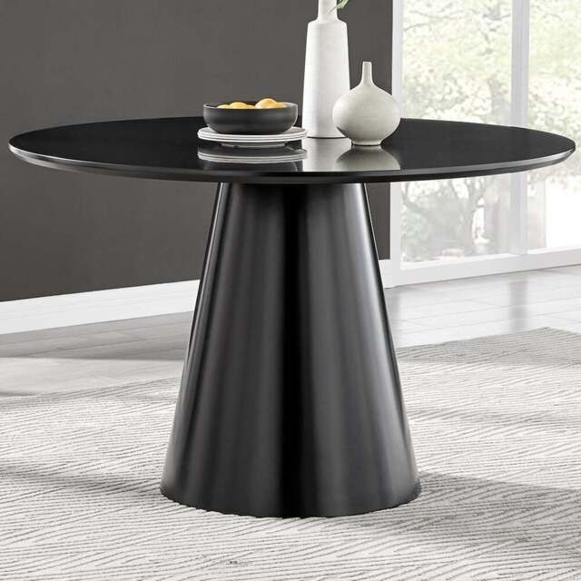 Furniturebox Nova 6 Seater Round Dining Table Black Semi Gloss - Size: 4 Seater - Wilko - image 1