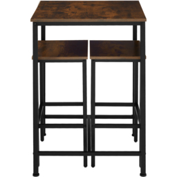 tectake 2 Seater Dark Wood Bar Table with Stools - Brown - Wilko - thumbnail 6