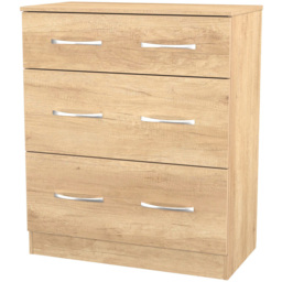 Crowndale Avon 3 Drawer Nebraska Oak Deep Chest of Drawers Ready Assembled - Wilko - thumbnail 5
