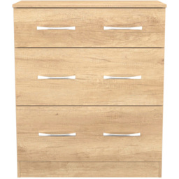 Crowndale Avon 3 Drawer Nebraska Oak Deep Chest of Drawers Ready Assembled - Wilko - thumbnail 3