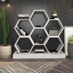 Decorotika Flower White Wide Hexagonal Bookcase - Size: 109 x 120 x 29.5cm - Wilko - thumbnail 4
