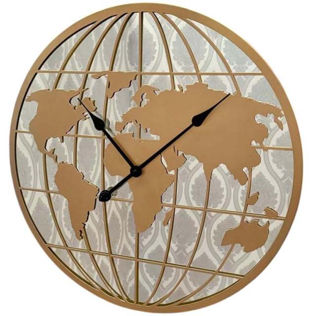Acacia Home Golden Round Wall Clock 60cm - Size: 60 x 60 x 4cm - Wilko - image 1