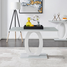 Furniturebox Lucia 4 Seater Dining Table White High Gloss and Grey - Wilko - thumbnail 6