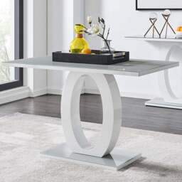 Furniturebox Lucia 4 Seater Dining Table White High Gloss and Grey - Wilko - thumbnail 1