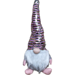 Samuel Alexander Pink and Silver Plush Bearded Gonk Christmas Decoration 46cm - Size: 46 x 22 x 18cm - Wilko