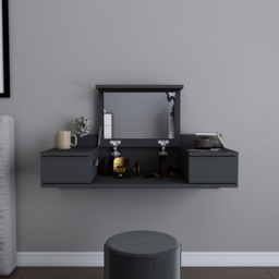 Decorotika Zenn 2 Drawer Anthracite Floating Vanity Table - Size: 38.9 x 100 x 33cm - Black - Wilko - thumbnail 6