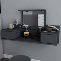 Decorotika Zenn 2 Drawer Anthracite Floating Vanity Table - Size: 38.9 x 100 x 33cm - Black - Wilko
