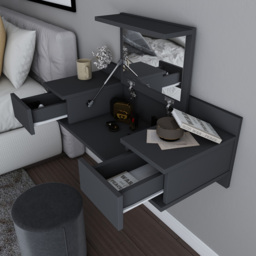 Decorotika Zenn 2 Drawer Anthracite Floating Vanity Table - Size: 38.9 x 100 x 33cm - Black - Wilko - thumbnail 7