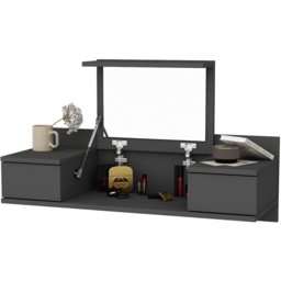 Decorotika Zenn 2 Drawer Anthracite Floating Vanity Table - Size: 38.9 x 100 x 33cm - Black - Wilko - thumbnail 3