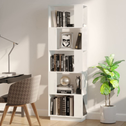 vidaXL 5 Shelf White Solid Pine Wood Bookcase - Size: 163.5 x 51 x 25cm - Wilko