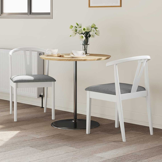 vidaXL Set of 2 White and Grey Rubberwood Dining Chairs - Multi - Wilko - image 1
