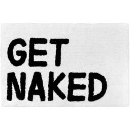 Mooky Mats White and Black Get Naked Slogan Bath Mat 50 x 80cm - Wilko