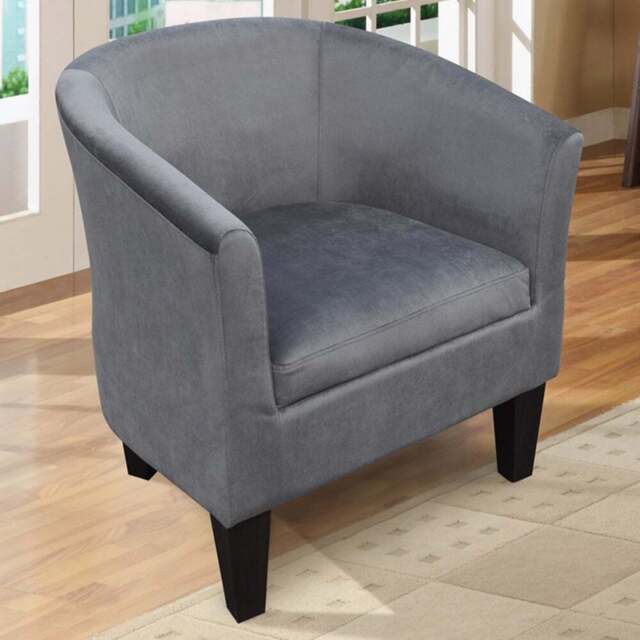 Comfy Living Grey Brushed Velvet Tub Chair - Size: Single - Wilko - image 1
