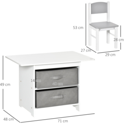 Playful Haven 3 Piece White Kids Table and Chair Set - Size: 71 x 48 x 49cm - Wilko - thumbnail 7