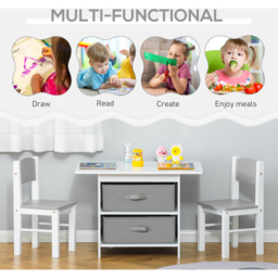 Playful Haven 3 Piece White Kids Table and Chair Set - Size: 71 x 48 x 49cm - Wilko - thumbnail 4