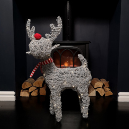 Samuel Alexander Woven Cupid Reindeer LED Christmas Decoration 66cm - Size: 66 x 43 x 7cm - Grey - Wilko - thumbnail 6