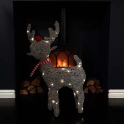 Samuel Alexander Woven Cupid Reindeer LED Christmas Decoration 66cm - Size: 66 x 43 x 7cm - Grey - Wilko - thumbnail 7