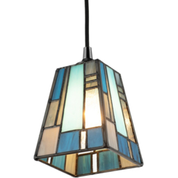 Happy Homewares Art Deco Tiffany Stained Glass Pendant Lamp Shade - Size: 13 x 10 x 10cm - Blue - Wilko - thumbnail 4