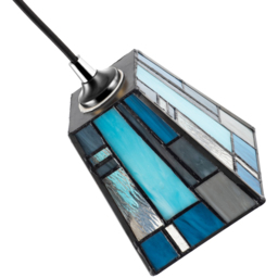 Happy Homewares Art Deco Tiffany Stained Glass Pendant Lamp Shade - Size: 13 x 10 x 10cm - Blue - Wilko - thumbnail 7