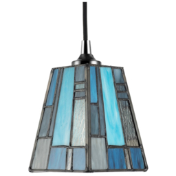 Happy Homewares Art Deco Tiffany Stained Glass Pendant Lamp Shade - Size: 13 x 10 x 10cm - Blue - Wilko - thumbnail 1