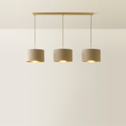 ValueLights Reni Natural and Gold Drum Shade 3 Drop Bar Gold Diner LED Ceiling Light - Size: 123.5 x 98 x 25cm - Black - Wilko - thumbnail 6