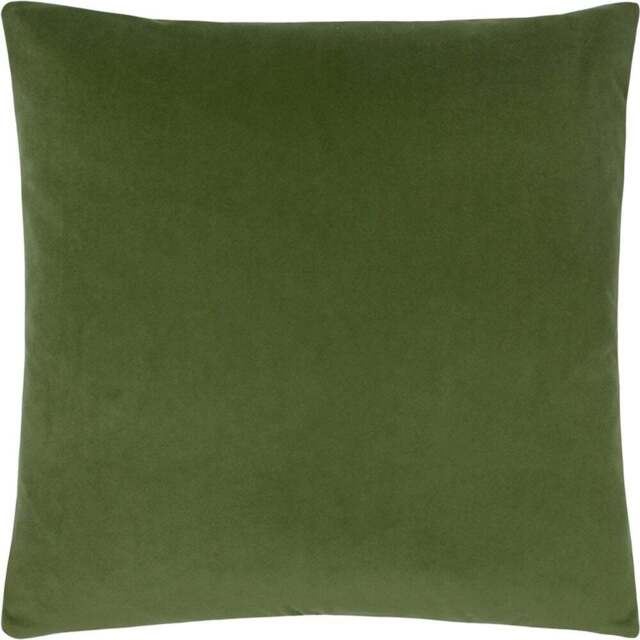 Paoletti Sunningdale Olive Square Velvet Cushion - Size: 50 x 50 cm - Green - Wilko - image 1