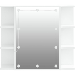 vidaXL Single Door 6 Shelf LED Gloss White Mirror Cabinet - Size: 60 x 70 x 16.5cm - Wilko - thumbnail 4