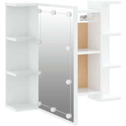 vidaXL Single Door 6 Shelf LED Gloss White Mirror Cabinet - Size: 60 x 70 x 16.5cm - Wilko - thumbnail 6