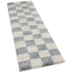 Desire Rugs Chester Duck Egg Blue Shaggy Checkered Rug 60 x 220cm - Size: 220 x 60 x 3cm - Wilko - thumbnail 1