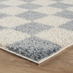 Desire Rugs Chester Duck Egg Blue Shaggy Checkered Rug 60 x 220cm - Size: 220 x 60 x 3cm - Wilko - thumbnail 4