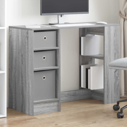 vidaXL 3 Drawer 2 Shelf Compact Desk Grey - Size: 75 x 100 x 40cm - Wilko - thumbnail 1