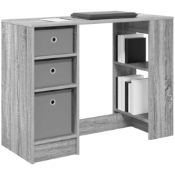 vidaXL 3 Drawer 2 Shelf Compact Desk Grey - Size: 75 x 100 x 40cm - Wilko - thumbnail 4
