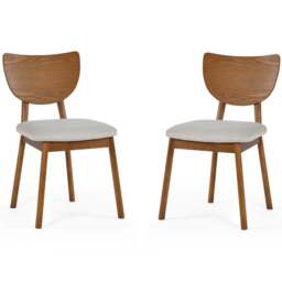 Julian Bowen Lowry Set of 2 Cherry Ash Dining Chair - Grey - Wilko - thumbnail 3