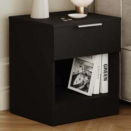 Vida Designs Terga Single Drawer Single Shelf Black Bedside Cabinet - Wilko - thumbnail 1