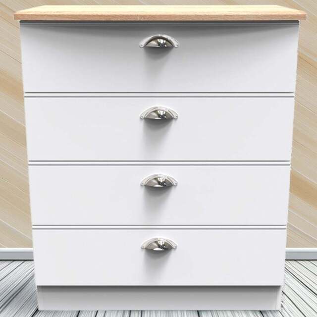 Crowndale Victoria 4 Drawer White Ash and Oak Chest of Drawers - Wilko - image 1